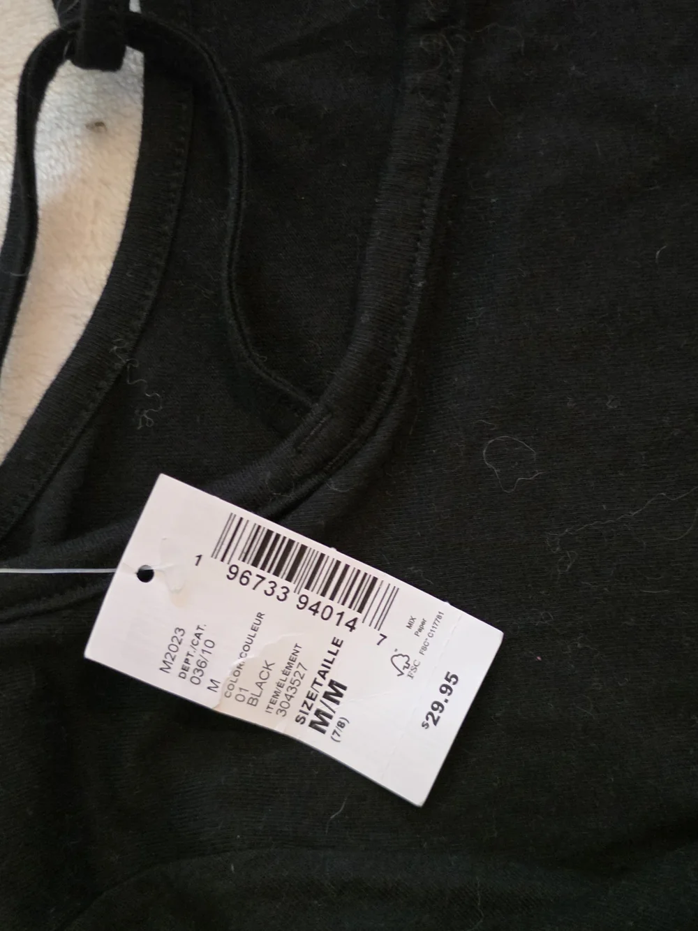 NWT Children's Place Black Long-Sleeve Top with Strappy Back Detail